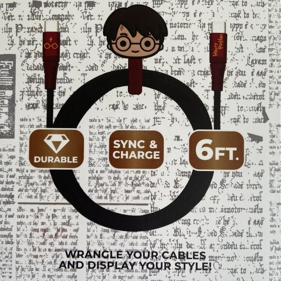 Harry Potter 6ft USB-C to USB-C Charging Cable NIB Gift Set Stocking Stuffer - Picture 3 of 6